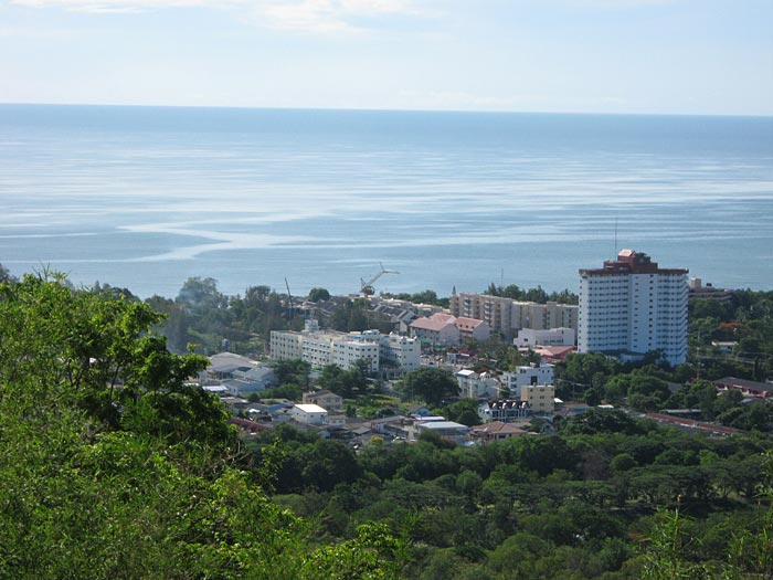 View over part of Huahin from hill adjacent to city
