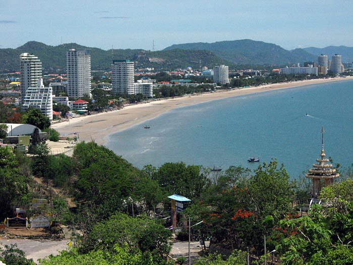 View over the Beach north of HuaHin, from up Khao Takiab