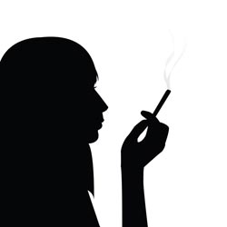 Cartoon image of smoking young woman