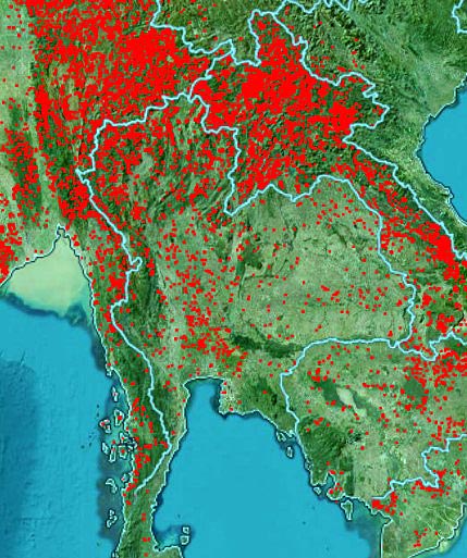 Fires around Thailand, Laos, Cambodia. 10 April 2023