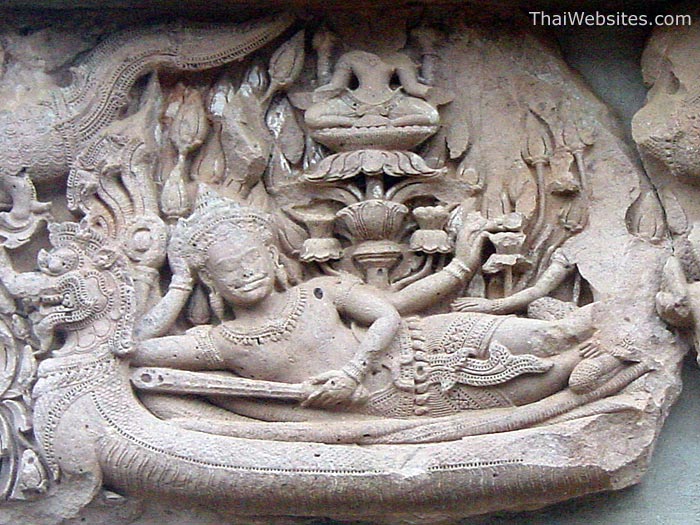 Famous Lintel at Phanomrung, Buriram province, Thailand. Vishnu Anantasayin