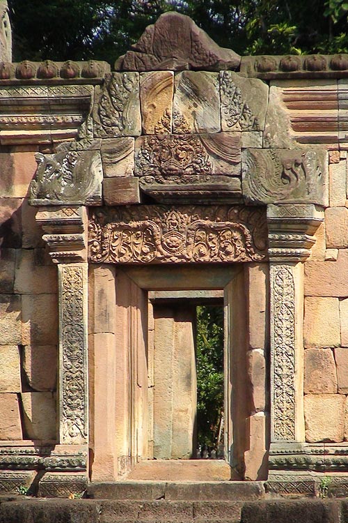 Back of one of the entrance doors to Prasat Muang Tam, with lintel and pediment