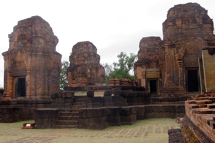 Four of the five original towers at Prasat Muang Tam are still standing