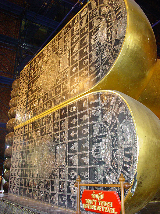 Buddha Feet at Wat Pho, Bangkok. Showing the 108 auspicious Characteristics of the Buddha