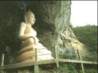 Buddha Image in front of the Erawan Cave