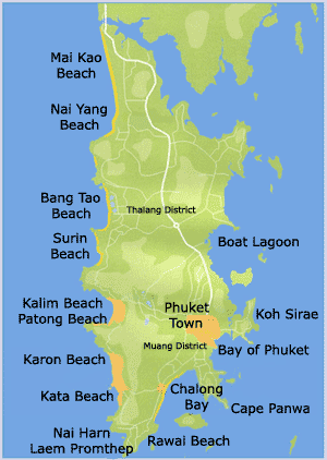 Beaches on Phuket Island : Surin Beach, Patong Beach, Kata Beach, Laem Promthep, Rawai Beach
