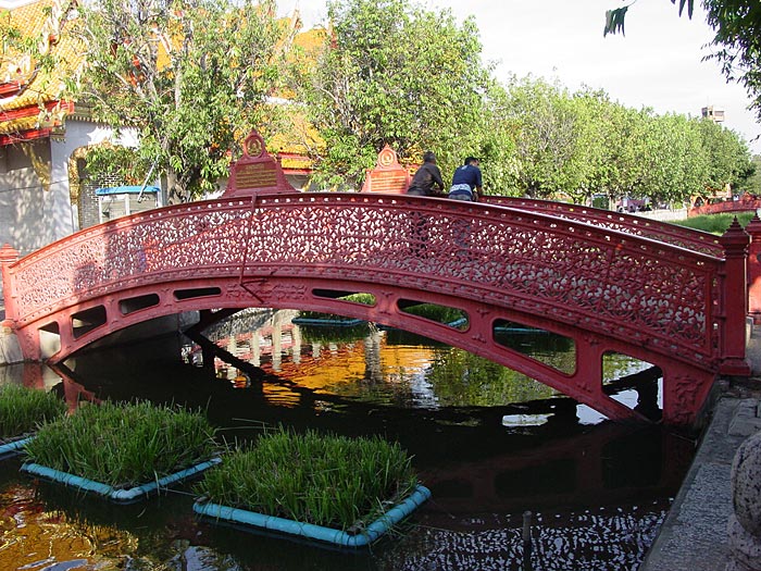 Bridge over a small canal at Wat Benchamabophit, Bangkok