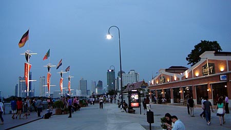 View along the promenade at the Waterfront, Asiatique the Riverfront. 