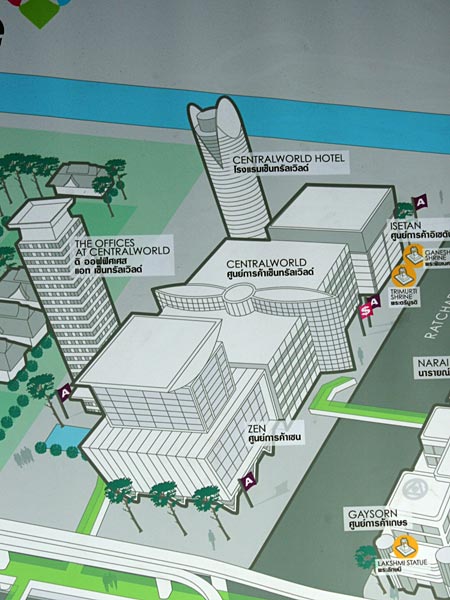 Map of CentralWorld, seen at Chitlom BTS station