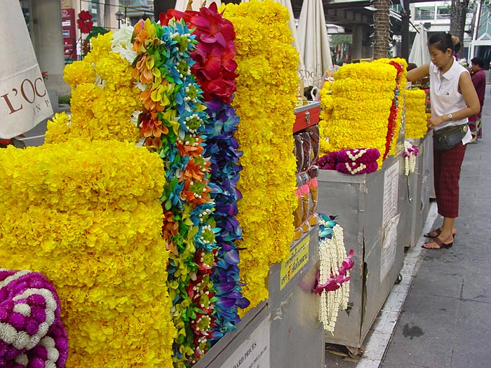 Garlands for Sale at Erawan Shrine. Bangkok, Thailand