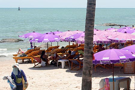 Umbrellas, Chairs, Hua Hin public Beach.