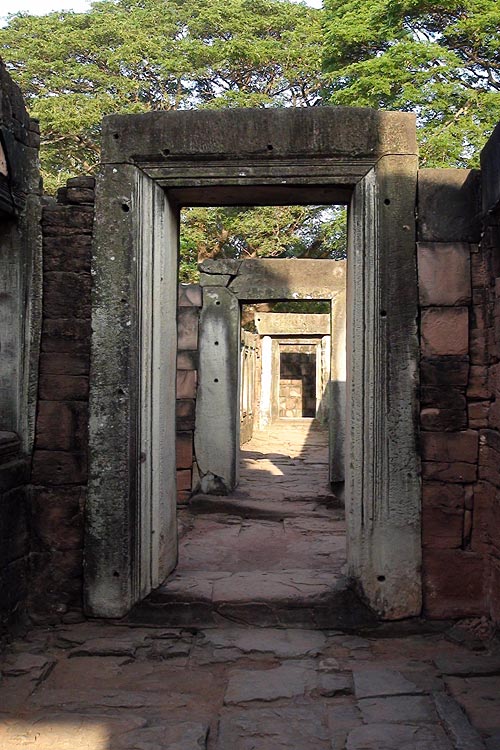 Doors upon doors, typical at the galleries of Khmer Sanctuaries in Thailand