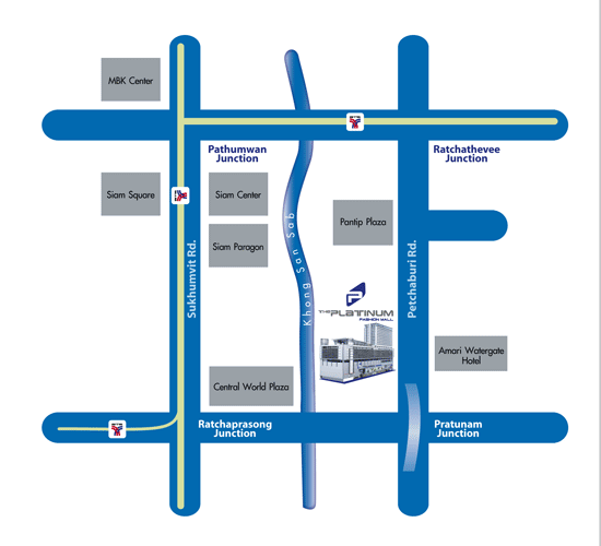 Map to get to Platinum Fashion Mall in Bangkok