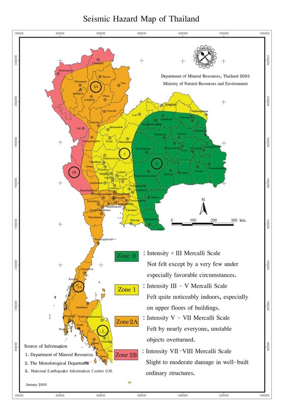 Seismic hazard Map for Thailand, 2005
