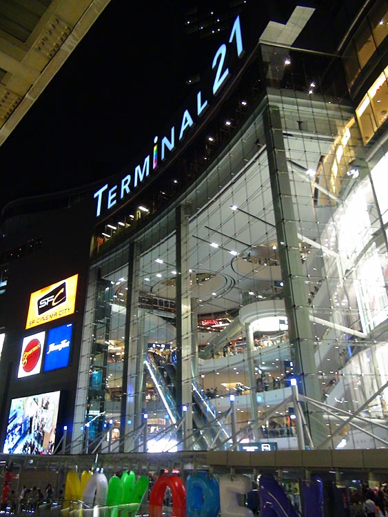 Entrance of Terminal 21 at night