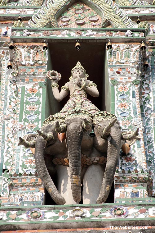 Indra seated on three-headed Elephant, Wat Arun 
