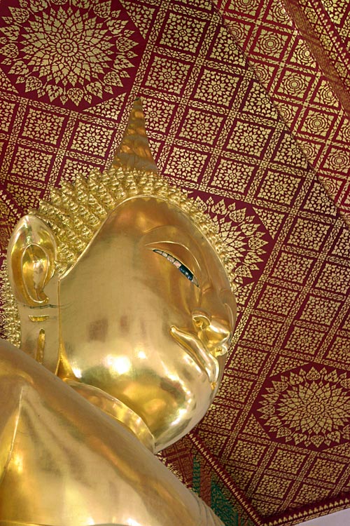 Main Buddha Image with Ceiling Decoration, Ubosoth, Wat Mahathat, Bangkok