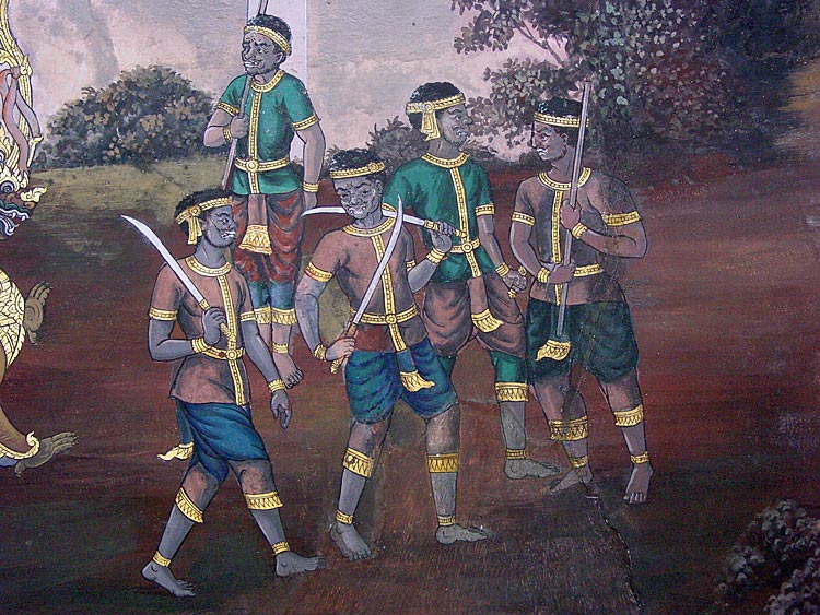 Mural Painting on the Wall of the Gallery, surrounding the Ubosoth of Wat Phrakaew