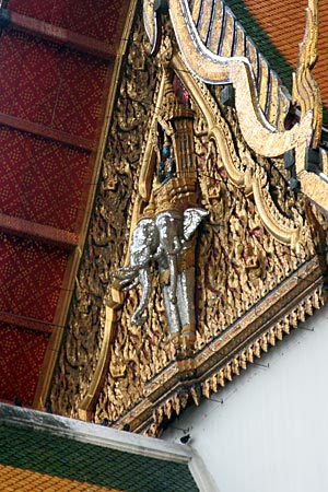 Gable of Wat Suthat's Viharn, with Indra on Erawan